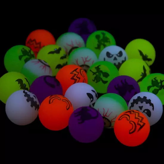 FINGOOO 24Pcs Halloween Bouncy Balls,Glow in The Dark Bouncing Balls Black 