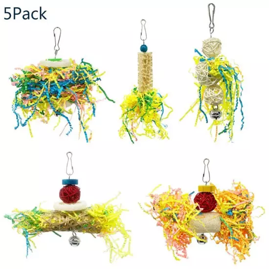 5 Piece Bird Parrot Chewing Rattan Foraging Toy for Parakeets