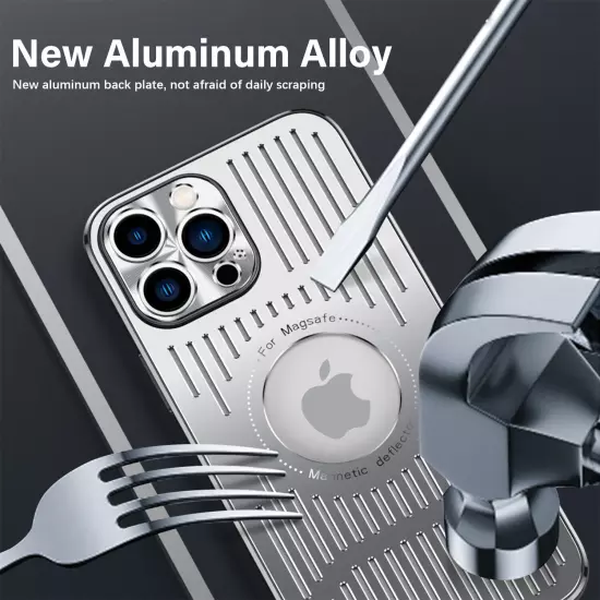 For iPhone 15 16 Pro Max 14 13 12 Magsafe Metal Shockproof Heat Dissipation Case