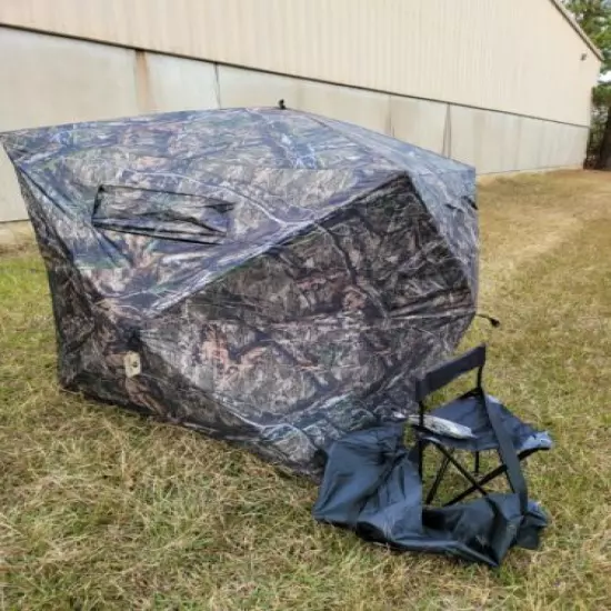 Sports Afield 180 Degree See Through Mossy Oak Camo Ground Blind w/ Chair 