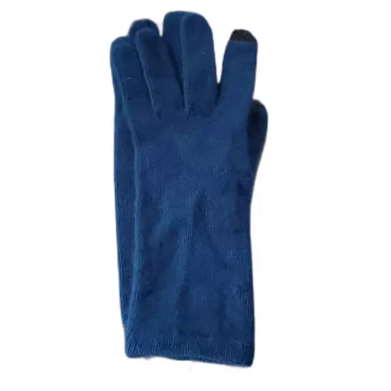 Gloves knit wool rabbit rayon nylon Blue M/L NWT