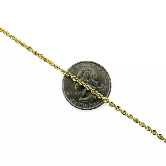 Real 10K Yellow Gold 2mm-6mm Diamond Cut Rope Chain Bracelet Necklace 16"- 30"