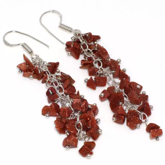 Natural Gemstone Beaded Grapes Cluster Drop & Dangle Earrings Size 2-3"