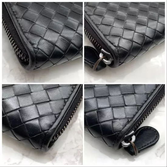 Good condition Bottega Veneta Intrecciato genuine leather round zipper wallet