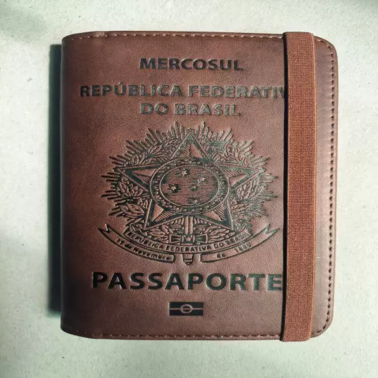 Brazilian genuine leather passport holder.