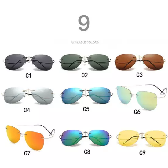 Polarize Sunglasses Titanium Silhouette Light Brand Designer Rimless Men Eyewear