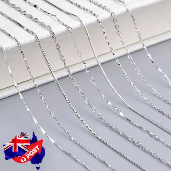 Wholesale Real 925 Sterling Silver Necklace Chains For Pendants Jewelry 16"-24"