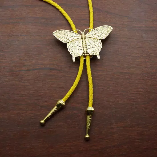 Men BOLO Tie Vintage Butterfly Wedding Pendant Necklace Alloy PU Western Cowboy