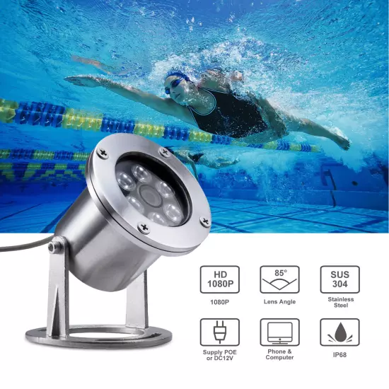 Underwater Fishing waterproof Camera 304 Stainless Steel 1440P 4MP POE IP