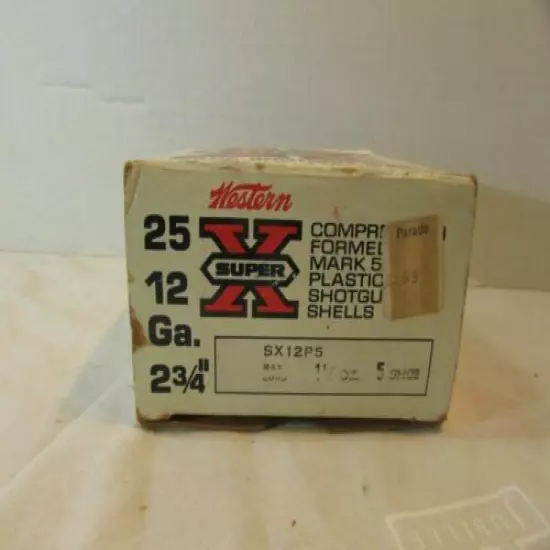 VINTAGE WHITE WESTERN SUPER X SX12P5 12 GA CARTRIDGE SHELLS Box Empty