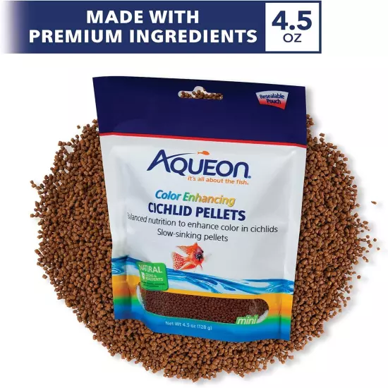 Aqueon Cichlid Food Color Enhancing 4.5 Ounces Color