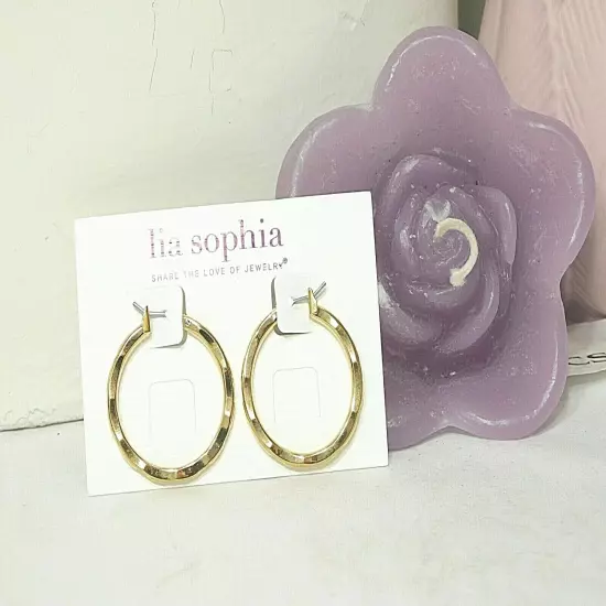 Beautiful Lia Sophia "TRENDCAST" Hoop Earrings, Gold Toned, NWT *VERY POPULAR*