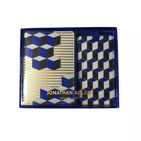 Jonathan Adler passport cover luggage tag travel set blue Versailles chic luxury