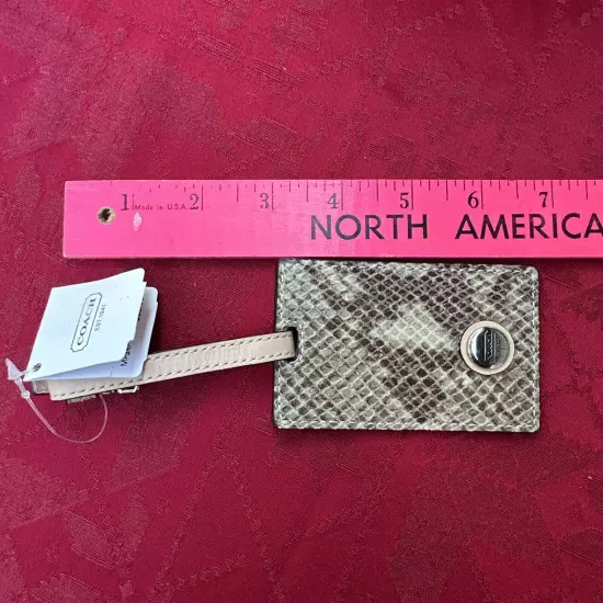 COACH Luggage Tag Embossed Silver/Natural Travel Hanging Tag NWT 67883