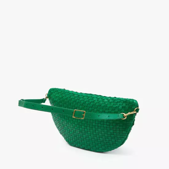 Clare V. Grande Fanny Handbag in Grass Woven Checker, New with Tags