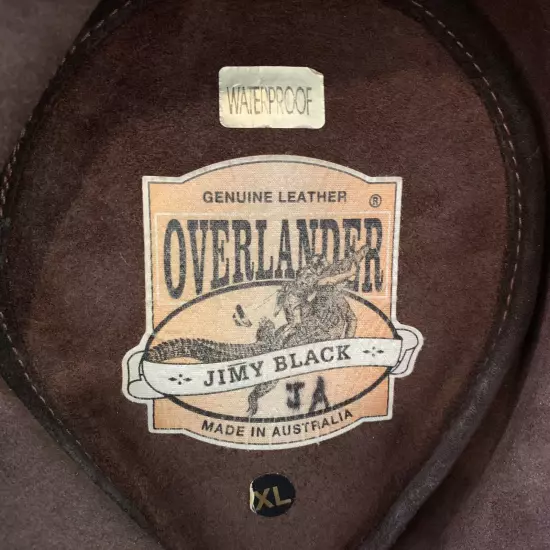 Overlander Outback Brown Leather Cowboy Hat Made in Australia Branded Men’s XL