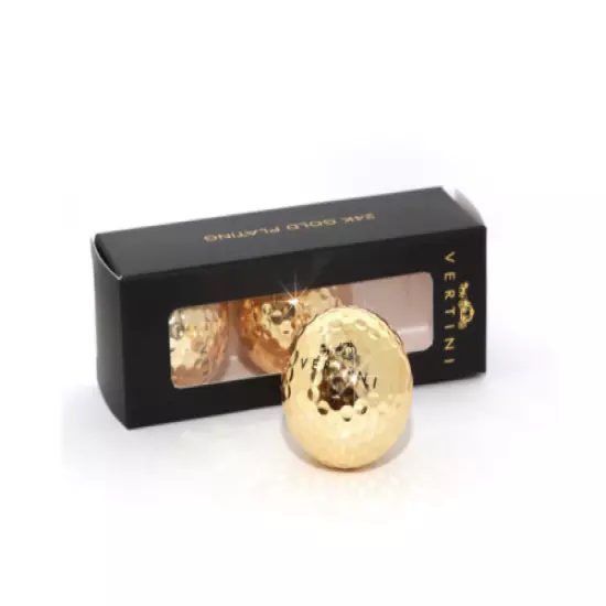 VERTINI Gold 24K PT. Golf Balls Set 3 PCS Rare Design Luxury Gift Ball Pen Free