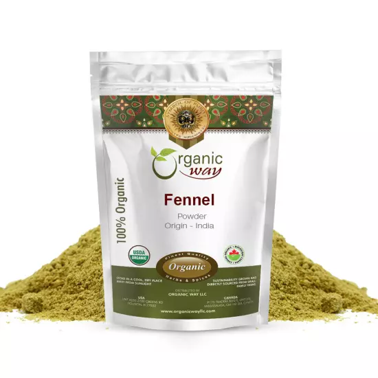 Organic Way Fennel Seed Powder - Organic, Kosher & USDA Certified (1LBS / 16Oz)