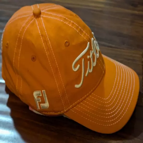 Titleist Pro V1 FJ Footjoy Men's Golf Hat Orange Strapback Adjustable Cap