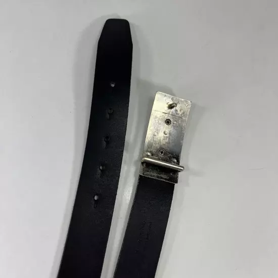 Black Leather Work Belt - Metal Plate Buckle - Men's Size 36