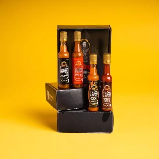 Mini Hot Sauce Challenge Box by Tabañero, Original, Extra Hot, XXX &... 