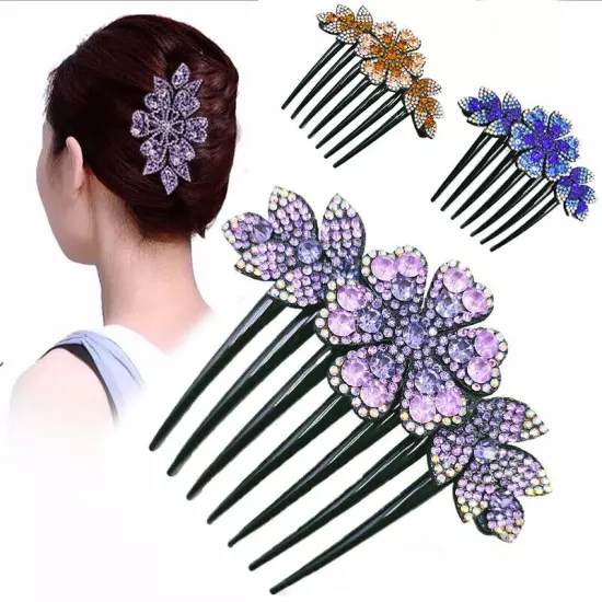 Crystal Flower Hair Comb Clip Shiny Rhinestones Hairpins Women Hair Accessories*