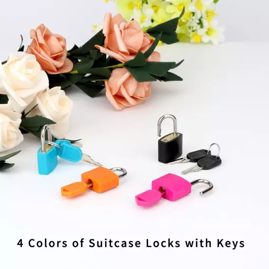 4 Pcs Suitcase Locks with Keys Multicolor Mini Keyed Padlock Metal Padlock Lugg