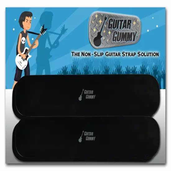 Guitar Gummy™ Guitar Strap Non Slip Grip Strips Pad *Prevent Neck Dive NEW Black