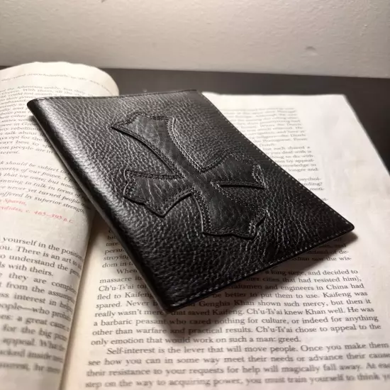 Chrome Hearts Cross Passport Cover Black Leather