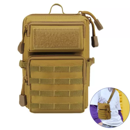 Tactical Molle Shoulder Bag Outdoor Phone EDC Pouch Accessory Bag Hunting Khaki