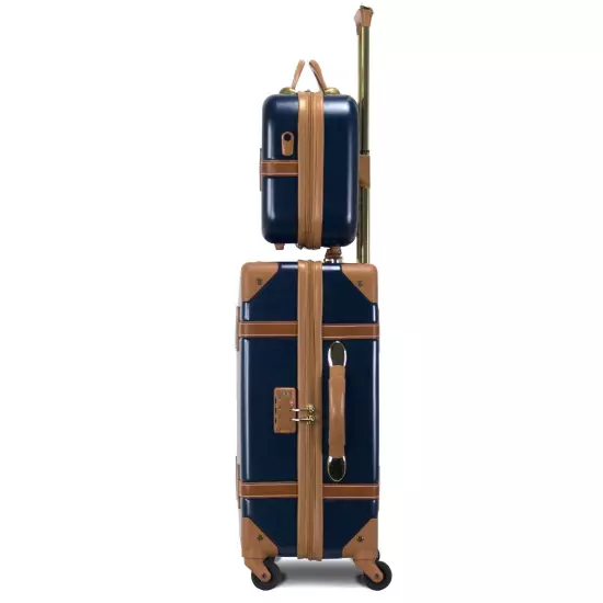 World Traveler Gatsby Luxury Trunk 2-Piece Spinner Carry-On Luggage Set - Navy