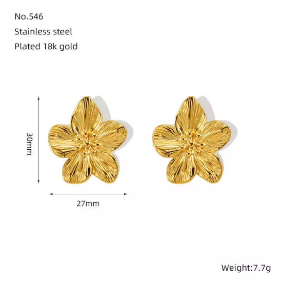 Chic Gold Petal Drop Stud Earrings