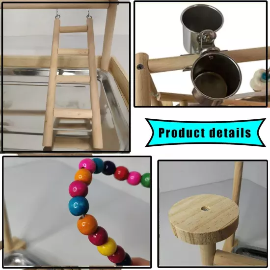 Parrots Playground, Bird Play Gym Wood Perch Stand Colours Revolving Climb La...