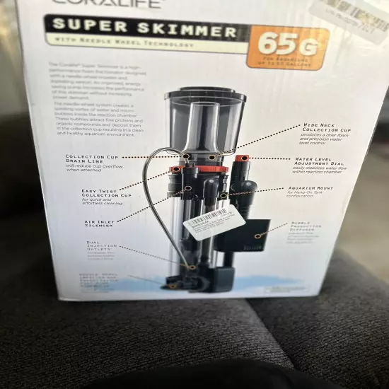 Coralife Super Skimmer 65 Reef Protien Skimmer Salt Water, HOB or In Sump