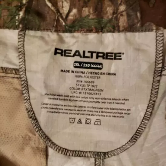 Realtree Xtra Green Classic Fit Men's Size 2XL Lightweight 