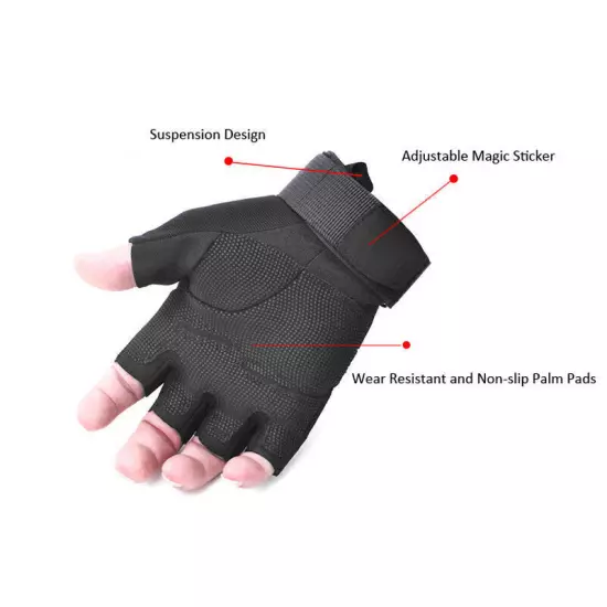 Tactical Gloves Army SWAT Military Combat Hunting Shooting Duty Gear Fingerless