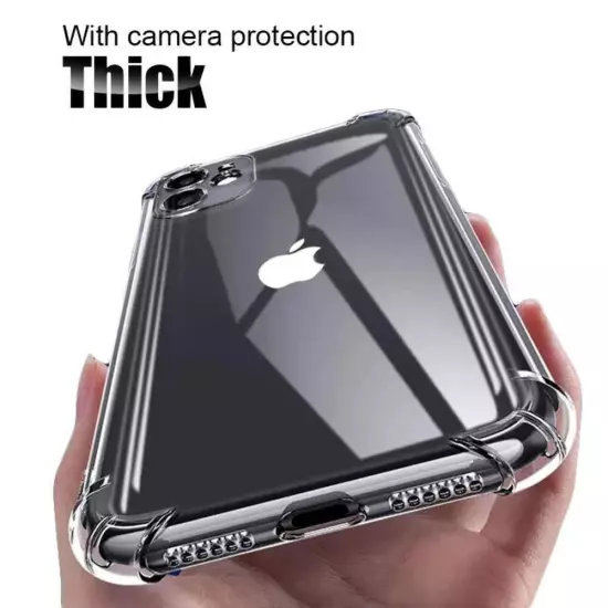 Shockproof Silicone Clear Phone Case For iPhone 11 12 13 14 15 Pro Max Plus Lens