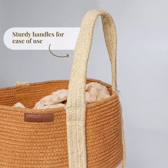  Cotton Rope Laundry Basket, 70L Laundry 20" x 15" (Pack of 1) Sand Dune