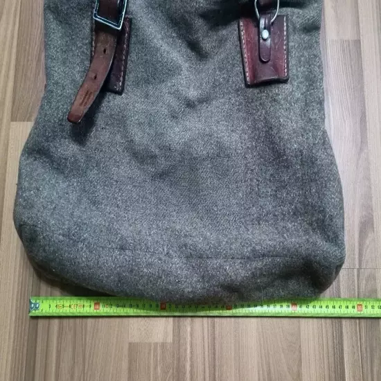 Swiss travel, shopping bag made of army blanket and leather belts