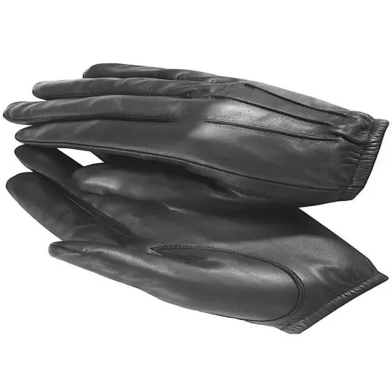 Leather Unlined Police Gloves Unisex - Men chauffeur Driving Gloves Black