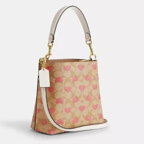 Coach Mollie Bucket Bag 22 Signature Heart Print Purse Handbag Crossbody NWT