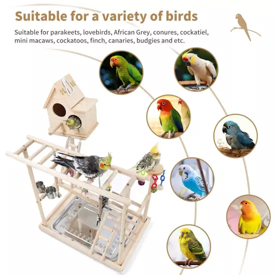 Bird Playground Parrots Perch Stand Play Gym for Cockatiel Playpen with Nesti...