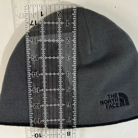 The North Face Beanie Wrap Around Logo Reversible North Face Beanie Gray/Black