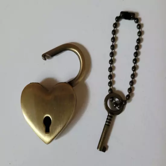 Mini Heart Shape Padlock With Key Travel Tiny Lock Antiqued Bronze