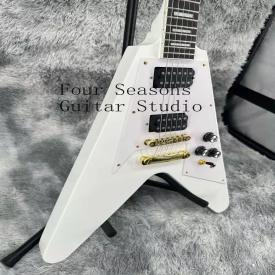 Solid Custom White Specia Shape Electric Guitar White Pickguard Black Fretboard