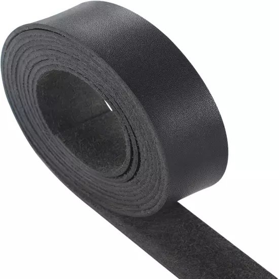 Leather Strap Black 1Inch Wide 80 Inches Long, Leather Belt Strips Very Suitable