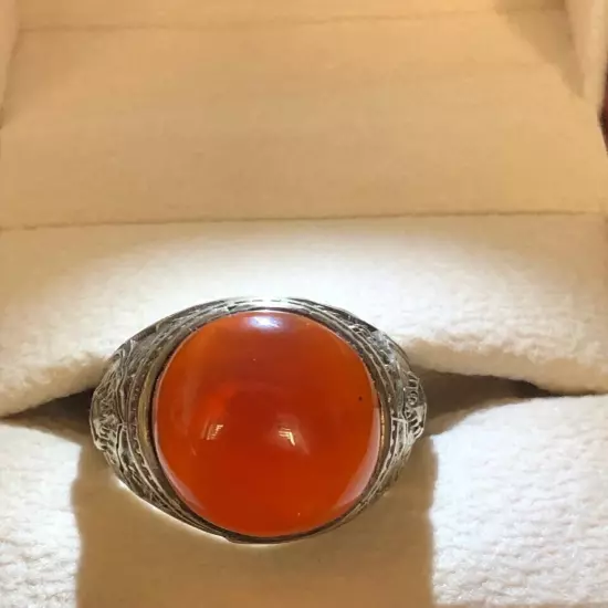 Agate Ring Men Silver 925,Yemen,Aqeeq,,Rare,Royal,Luxuryخاتم عقيق يمني كبدي فحل