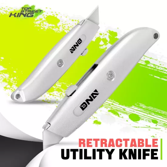 2 Pack Heavy Duty Durable Sharp Razor Blade Retractable Utility Knife Box Cutter