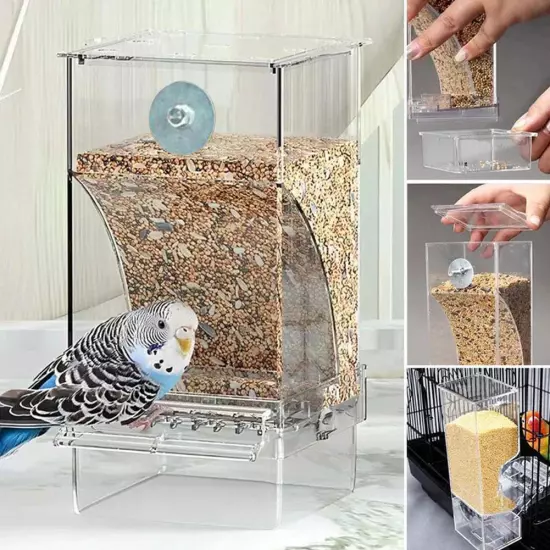 No Mess Bowl Auto Cage Bird Feeder Cup Automatic ParrotsCanary Cockatiel; N8Q8