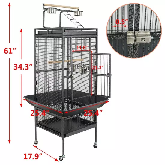 61" Large Bird Cage Large Play Top Parrot Finch Cage Cockatiel Cockatoo Play Top